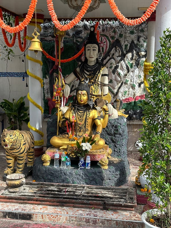 Hindu temple shrines and surroundings, Shiva and Kali on display