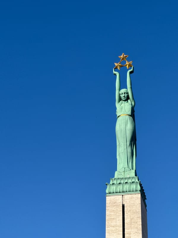 Clear skies frame Riga's historic monuments and landmarks