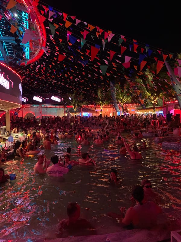 Crowded nighttime pool party at Ark Bar Thailand draws crowds