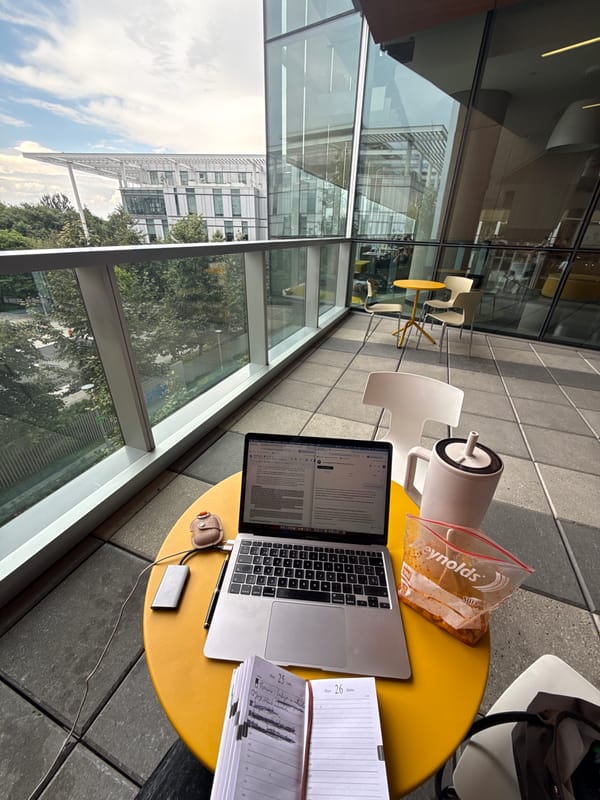 Evening patio workspace documented in Mexico City