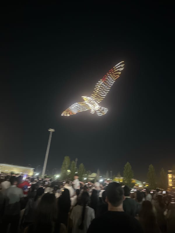 Drone light show lights up the night sky over Oral