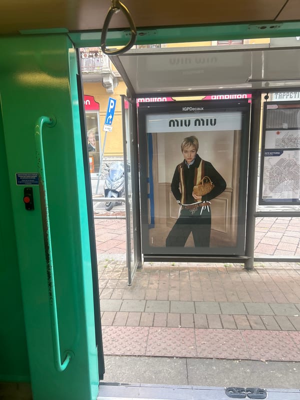 Miu Miu advertisement spotted from Milan public transport