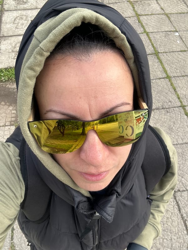 Woman in black jacket photographed in Sofia morning