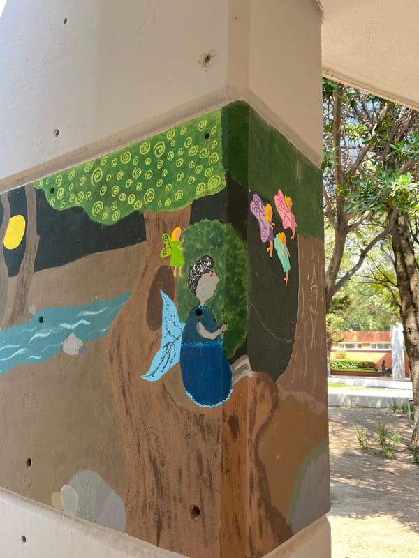 Fairy mural spotted on concrete structure