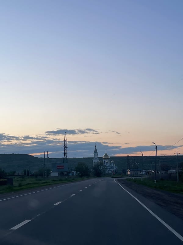 Road scene documented in Moskovskoye, Russia