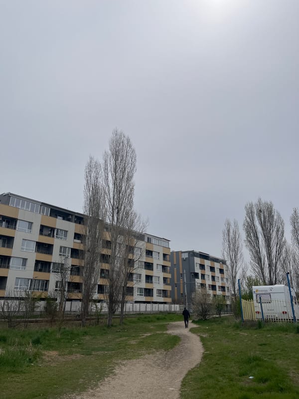 Pedestrian documents routine walk through Sofia residential district