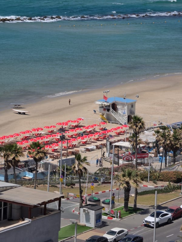 Aerial footage captures calm Mediterranean coastline in Bat Yam