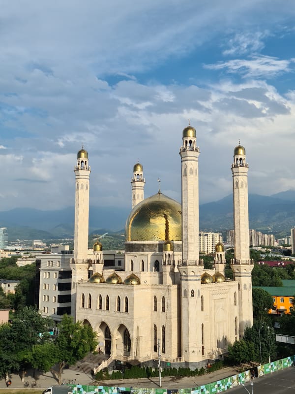 Almaty's iconic religious architecture, seen from above