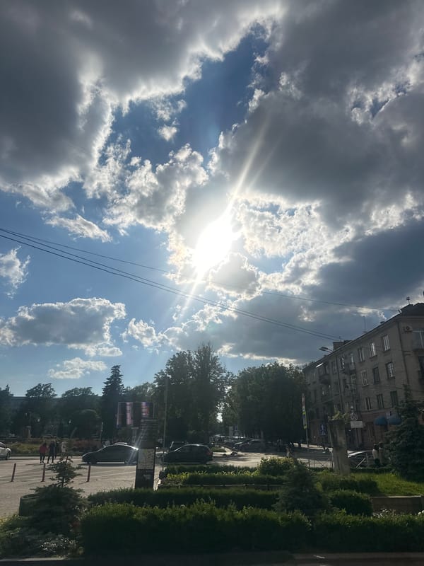Afternoon stroll through Ternopil's streets, ending at a cherry stall