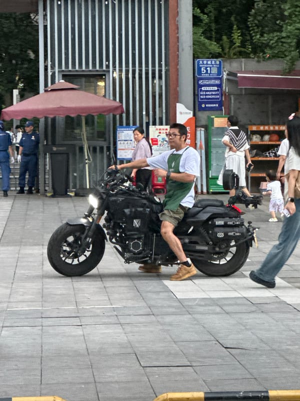 Ordinary morning street life along Chongqing High-tech Zone sidewalks