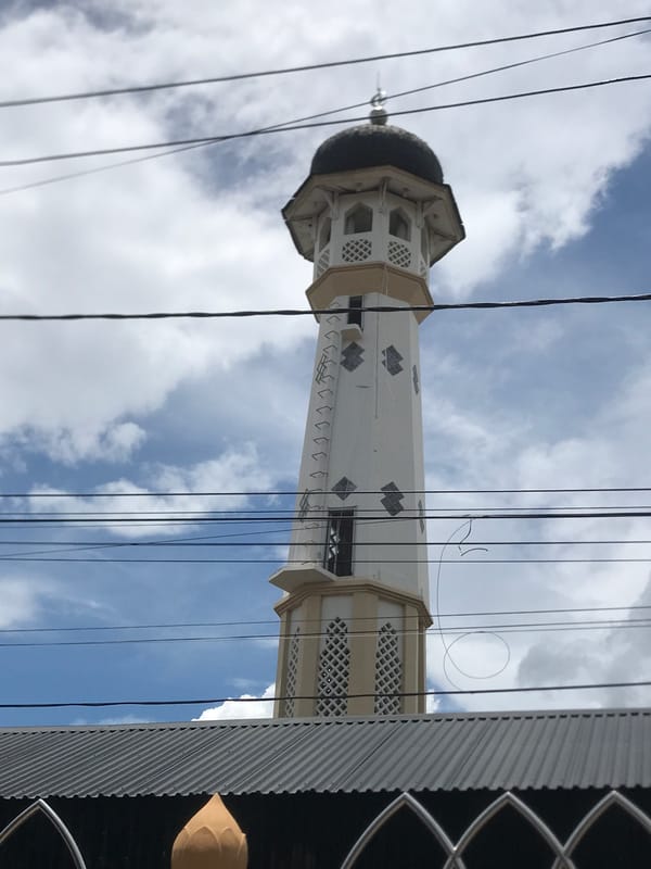 Mosque minaret documented in Lhokseumawe, Indonesia