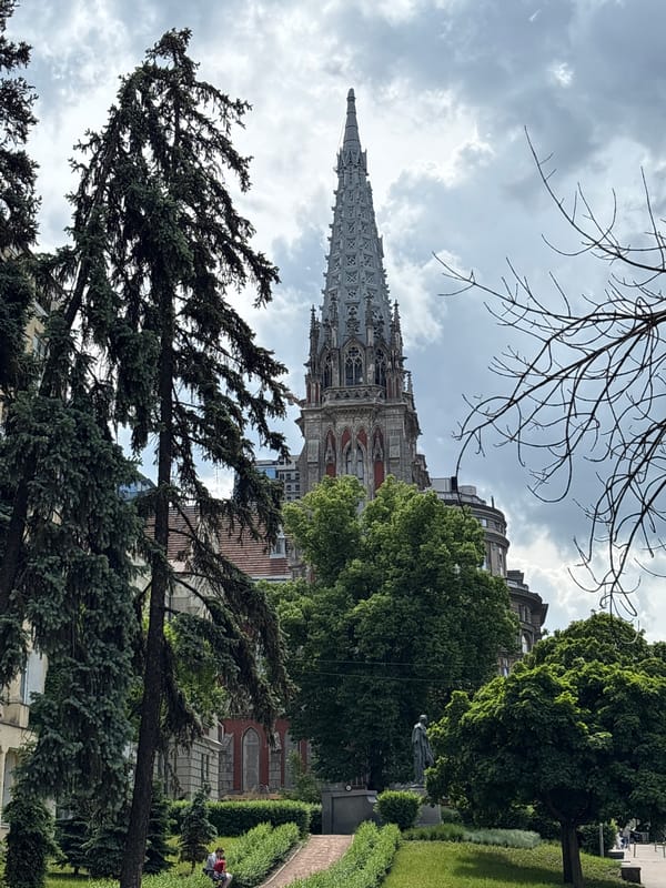 Morning documentation of Kyiv cathedral and street art