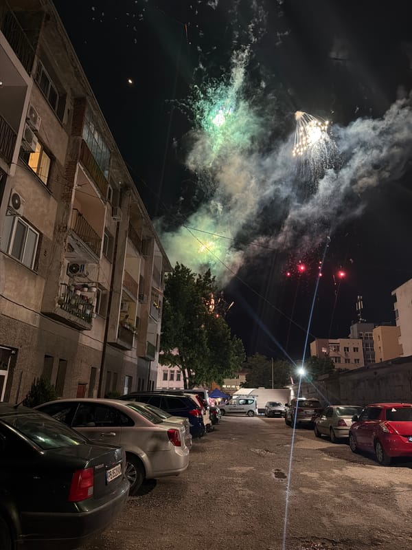 Fireworks Display Illuminates Stamboliyski Bulgaria Evening Sky