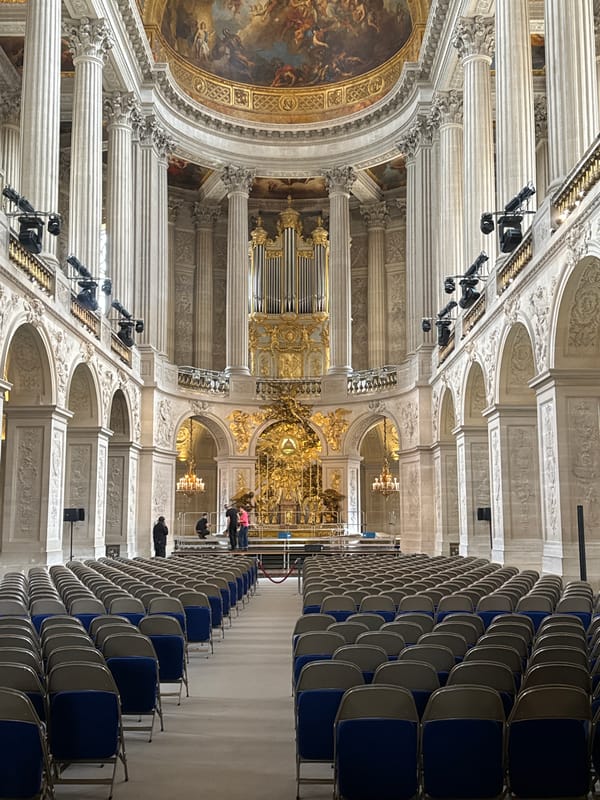 Tourist captures Palace of Versailles interior and garden views