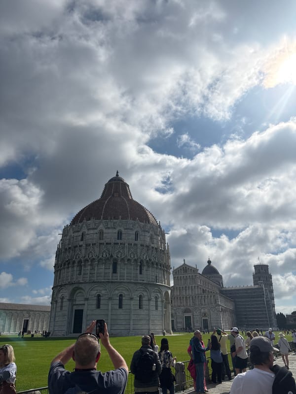 Morning view captured at Pisa's historic Piazza dei Miracoli