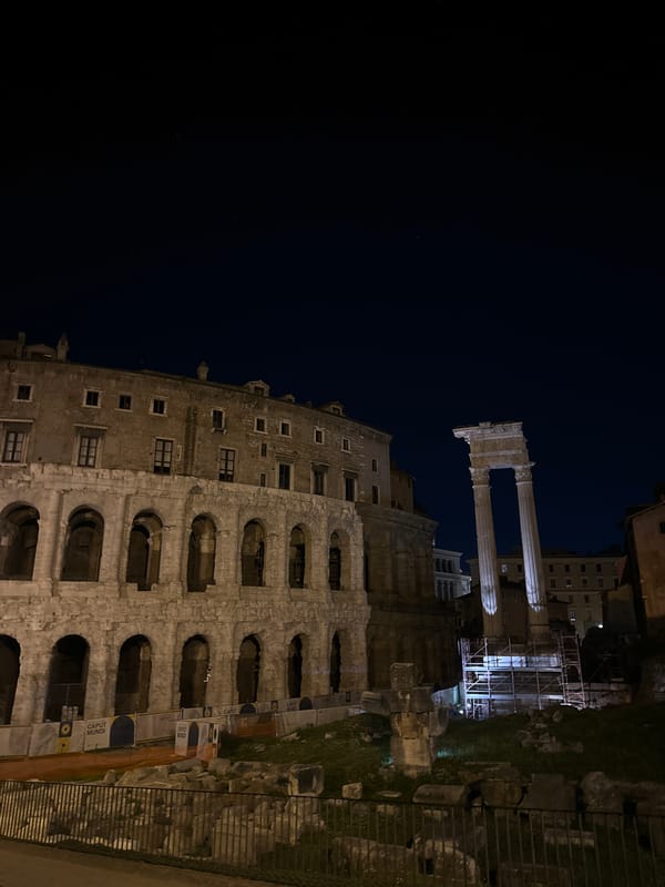 Ancient Roman Theatre of Marcellus illuminated at night