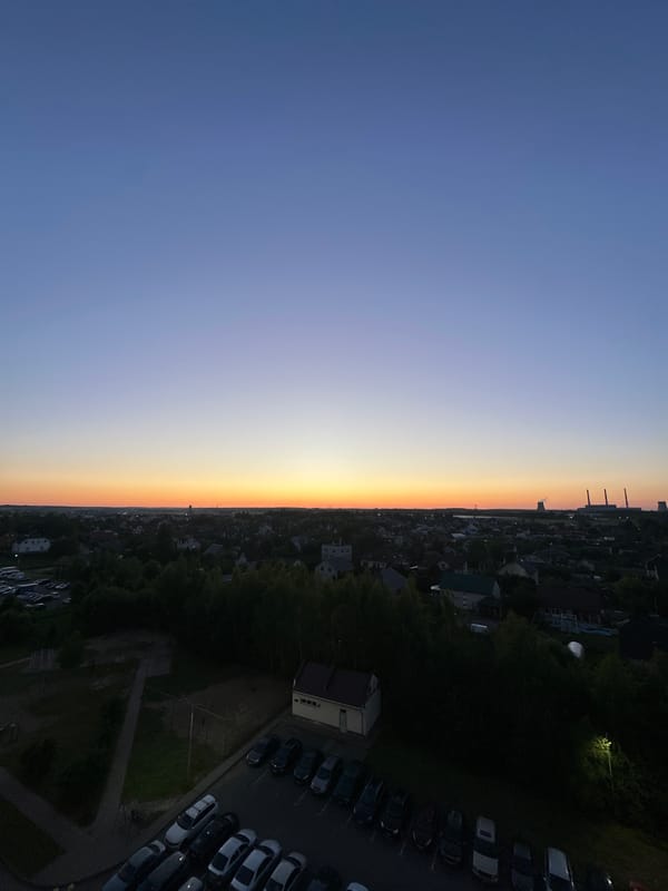 Sunset over Minsk suburbs, shot from multiple angles at dusk