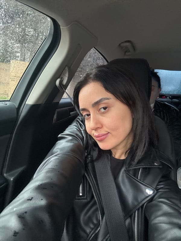 Women in car during rainy afternoon in Tbilisi