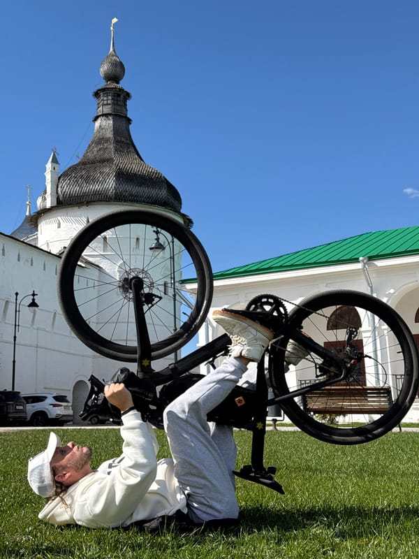 Tourist documents historic landmarks in Novo-Nikolskoye, Russia