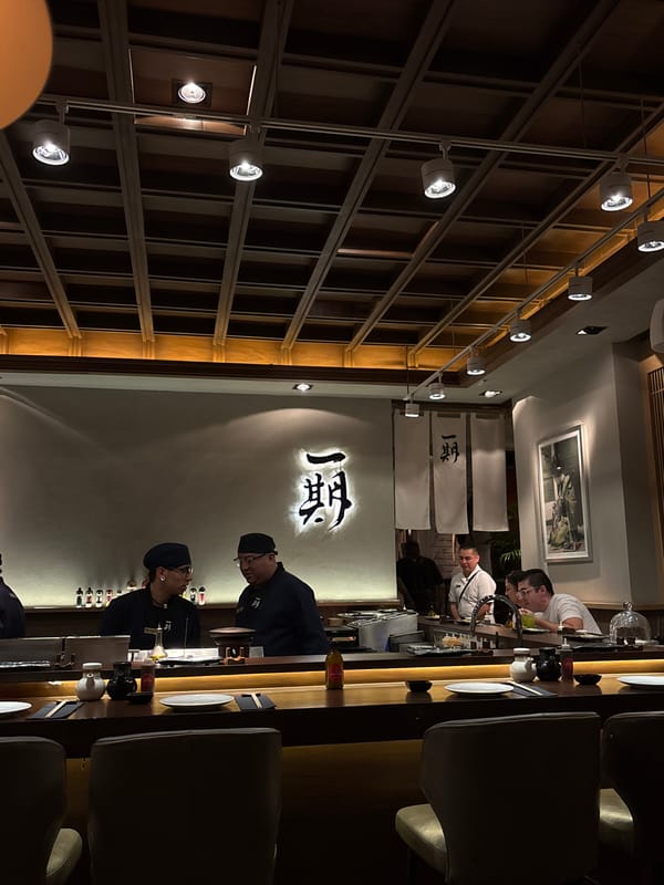 Evening scene captured at Japanese sushi restaurant in Mexico City