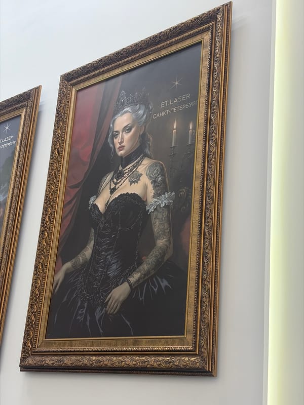 Framed paintings documented on wall in Saint Petersburg