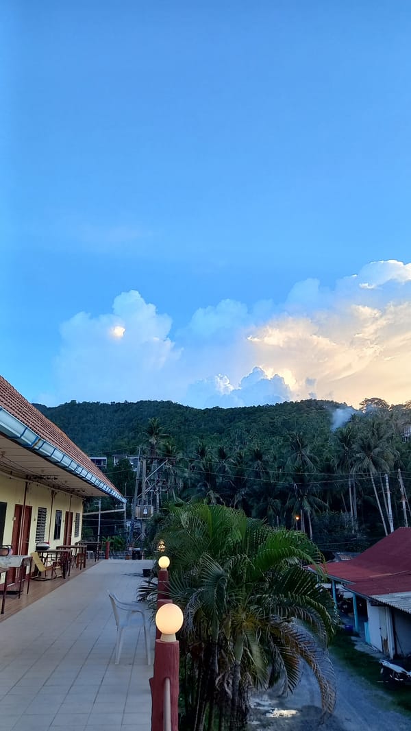 Koh Phangan morning: hillside views, skies, and local life