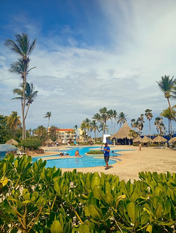 Resort pool activity captured at Playa El Agua, Venezuela