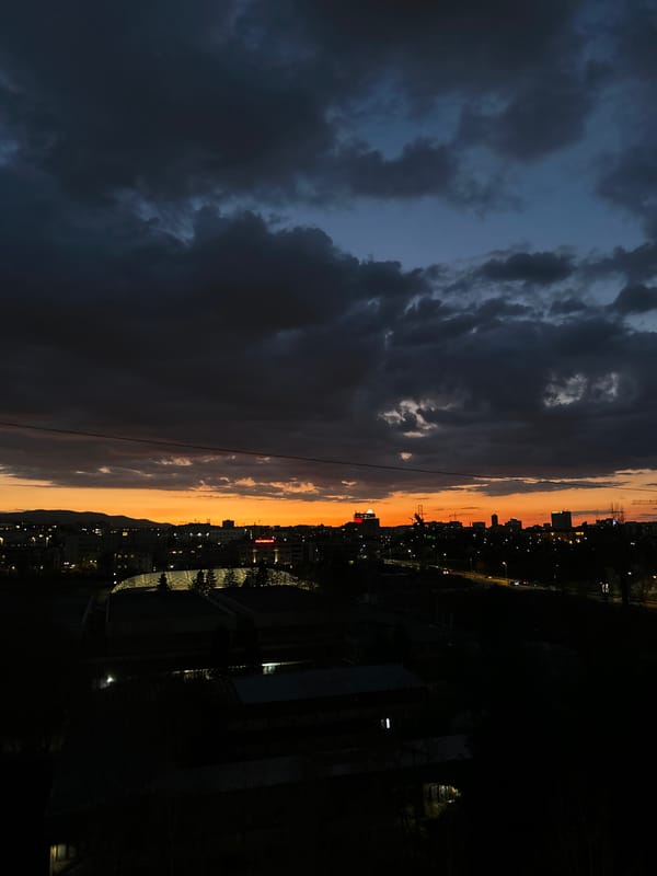 Twilight scenes documented across Sofia during evening hours