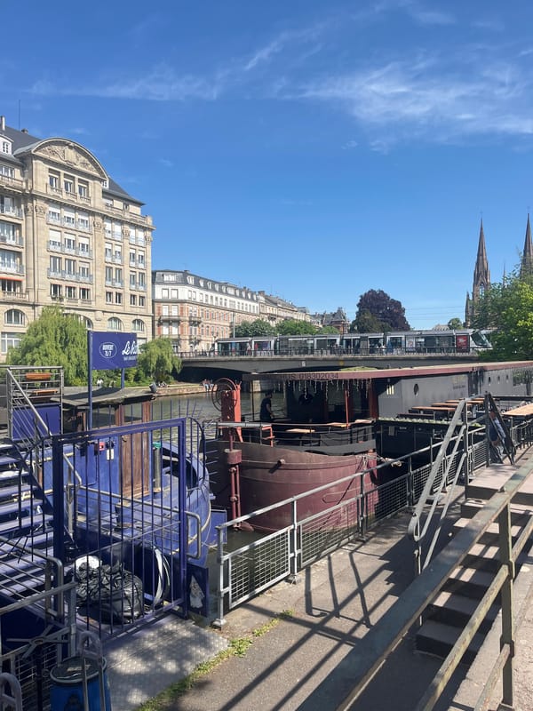 Sunny morning waterway scenes documented across Strasbourg