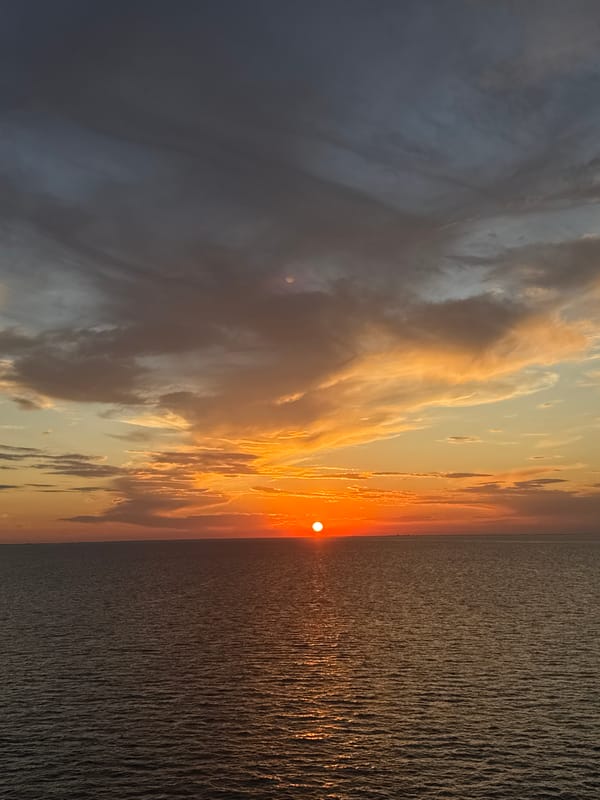 Offshore oil rig at golden hour, Adriatic Sea