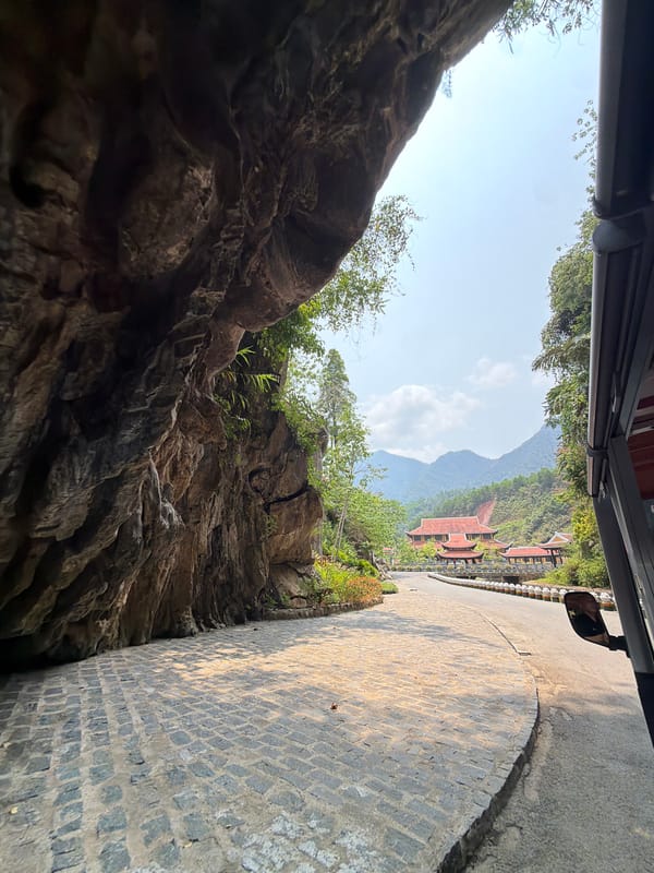 Rock formation passage photographed near Đà Nẵng road