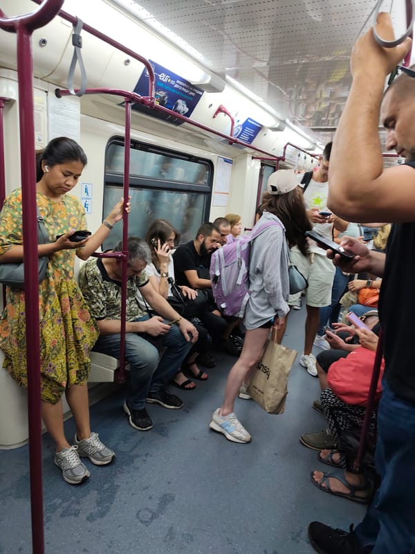 Crowded afternoon ride on the Sofia metro