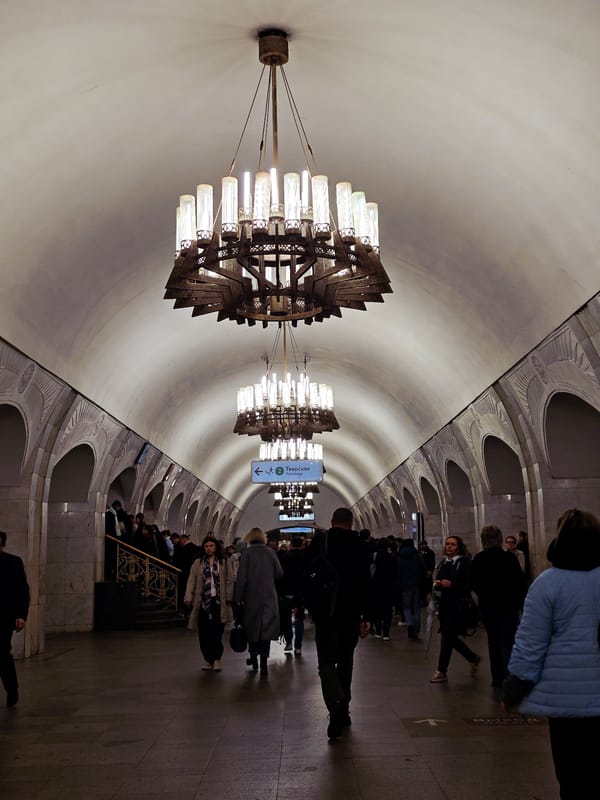 Early morning documentation of ornate Moscow metro station architecture