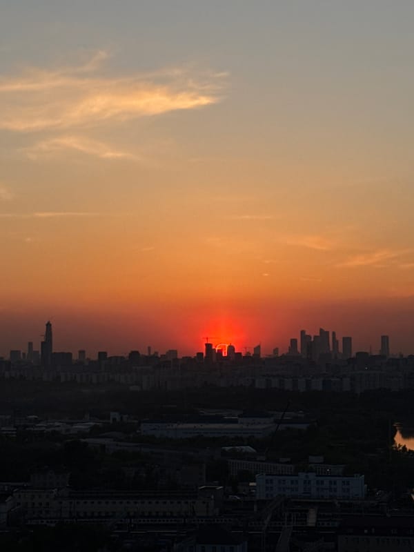 Sunset observed over Moscow skyline May 19, 2026