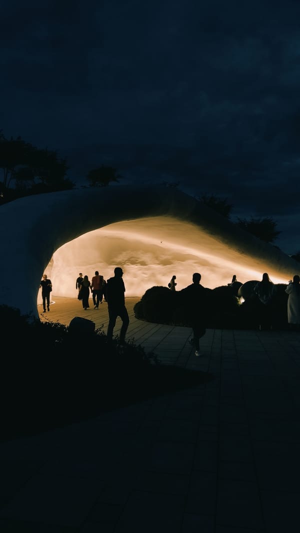 Evening visitors document illuminated modern park installations in Krasnodar
