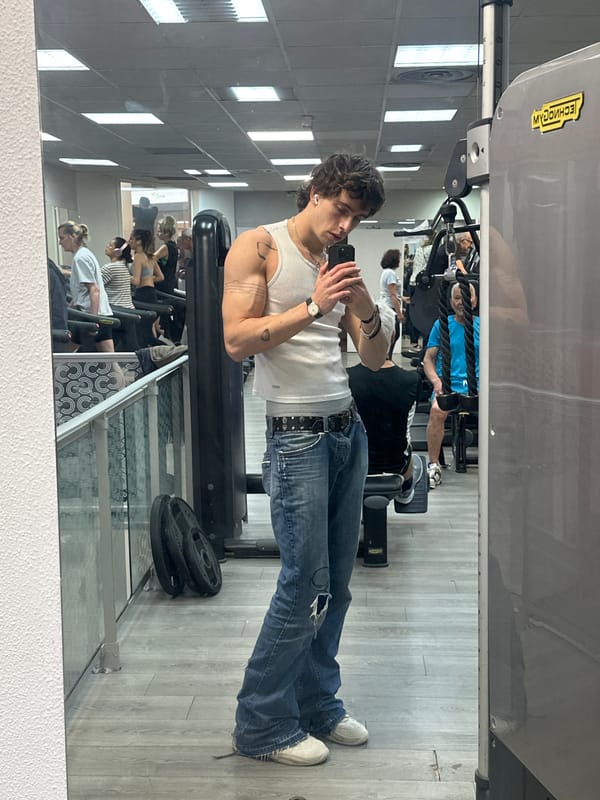 Person takes mirror selfie at Paris gym