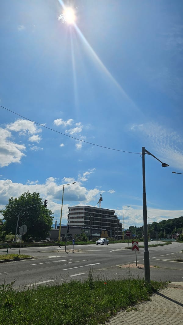 Morning street scenes and landmarks documented in Prešov, Slovakia