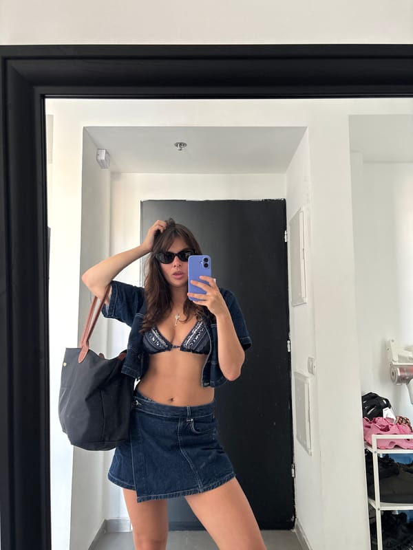 White peonies and denim: a Tel Aviv afternoon at home and out