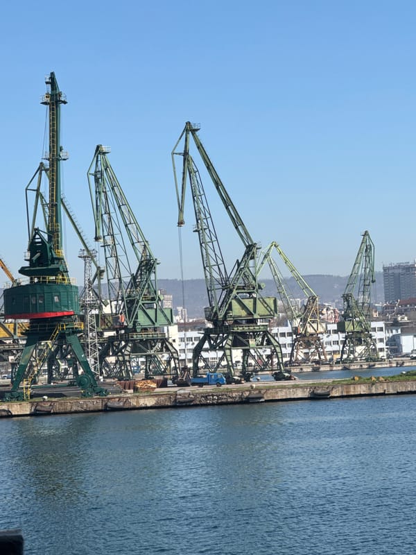 Morning port activity documented at Varna, Bulgaria waterfront