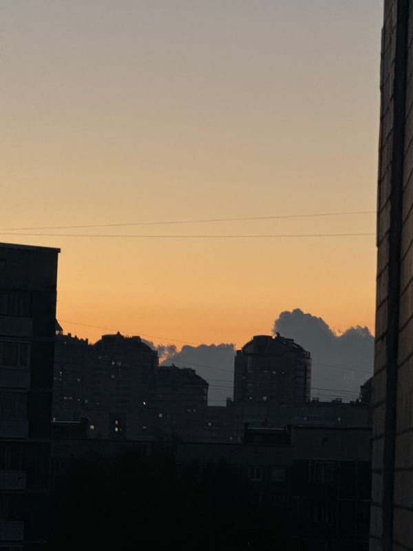 White night skies over Russian apartment blocks, late June