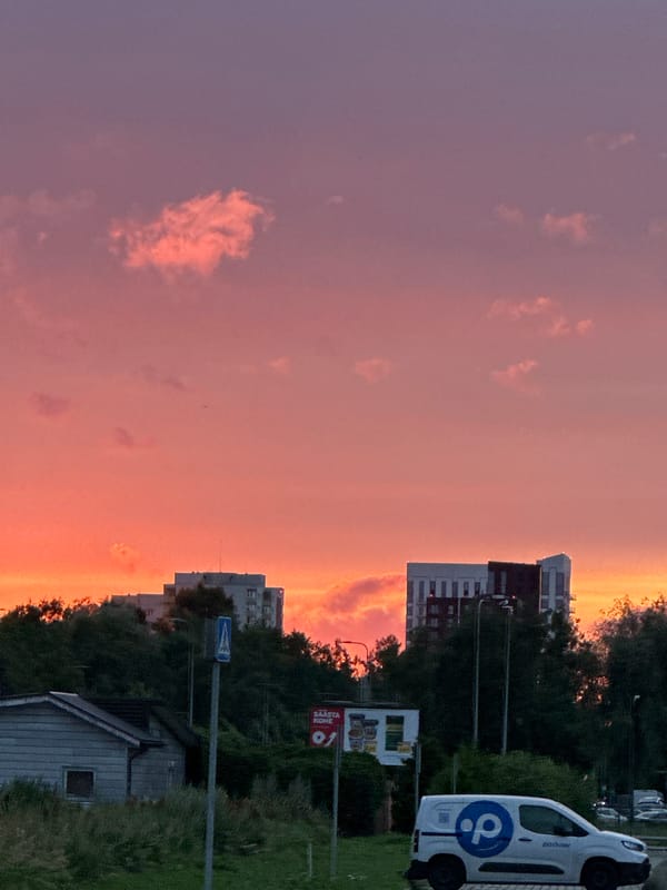 Summer sunset over a Tallinn suburb, July evening