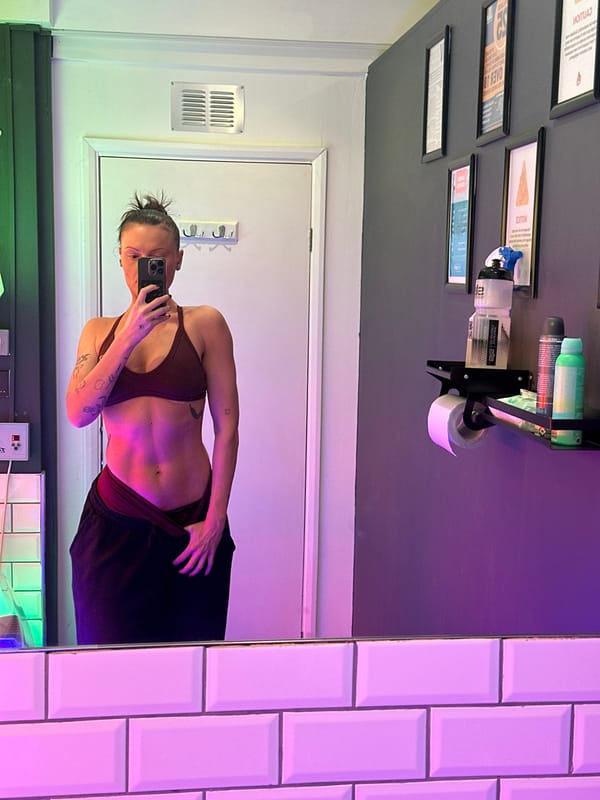 Person takes mirror selfies in UK bathroom