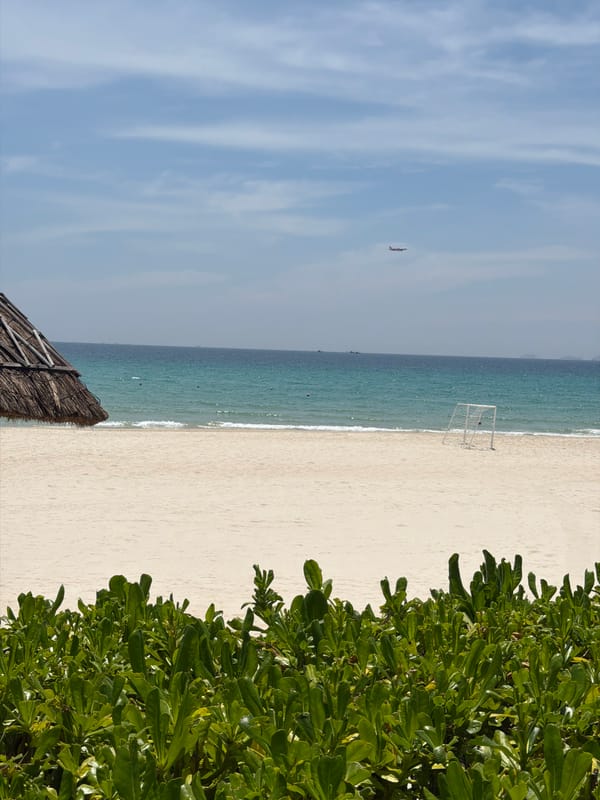 Tropical beach and resort grounds in Cam Lam, Vietnam