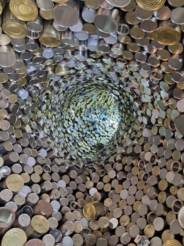 Tin can art installation creates tunnel structure in Gabrovo