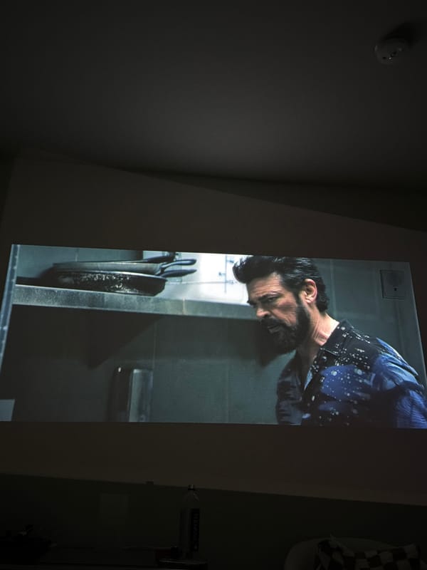 TV show projected on wall in Los Angeles room