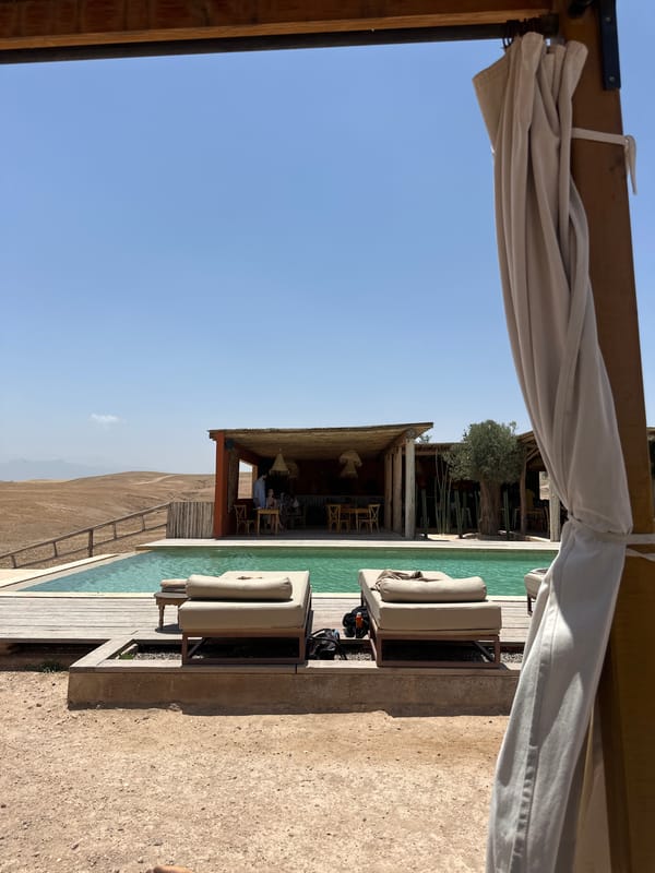 Luxury desert resort scenes documented in Sidi Badhaj, Morocco