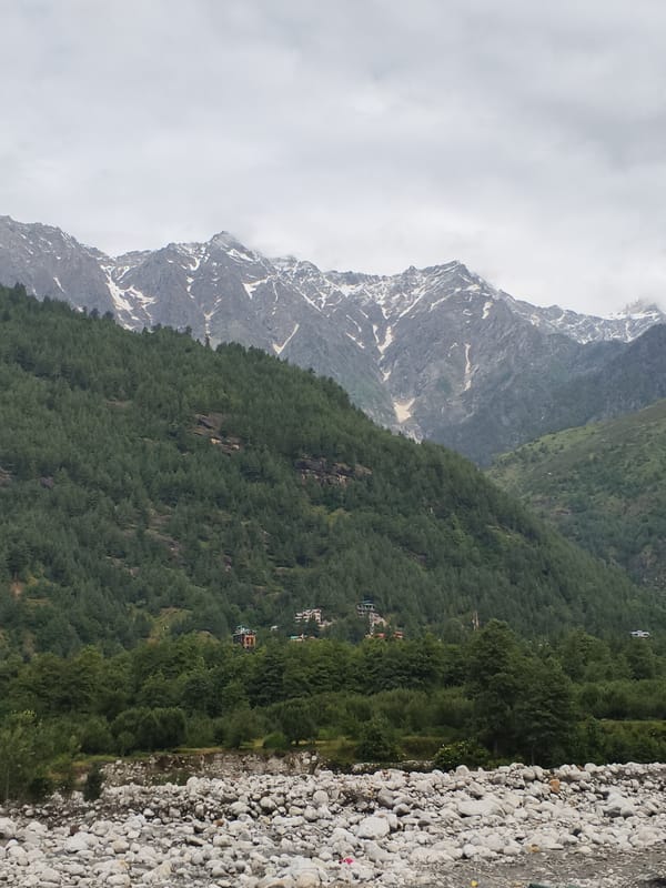 Everyday life in a Himalayan village on a grey morning