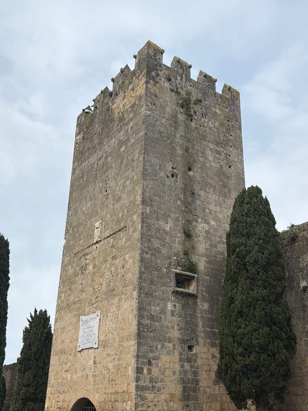 Medieval stone tower observed in Tarquinia, Italy