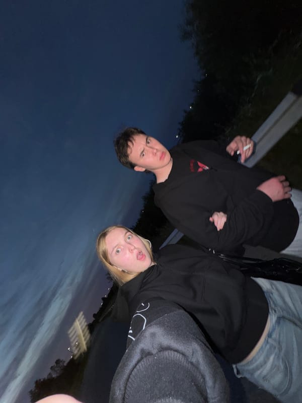 Hanging out on a road at dusk near Ryabinino