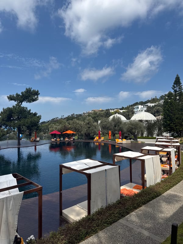 Poolside scene captured at Bodrum resort facility